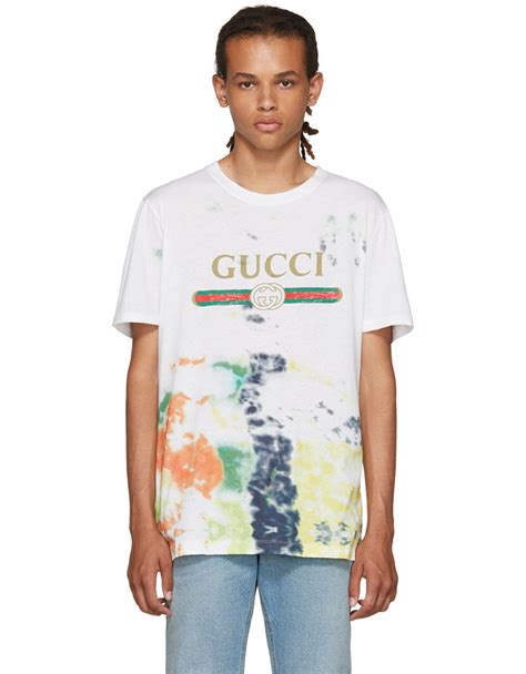 gucci white tie-dye logo t-shirt|Gucci t shirt sale.